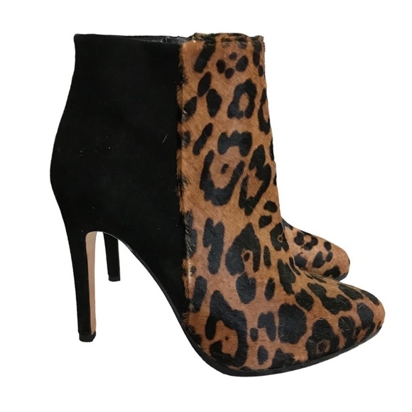 Club Monaco Dyed Calf Hair Leopard Print Booties - Picture 2 of 16
